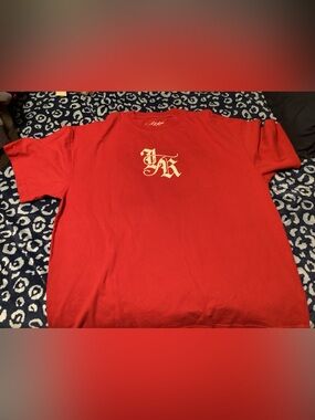Kids Red Short-Sleeve Tee with White Gothic Logo